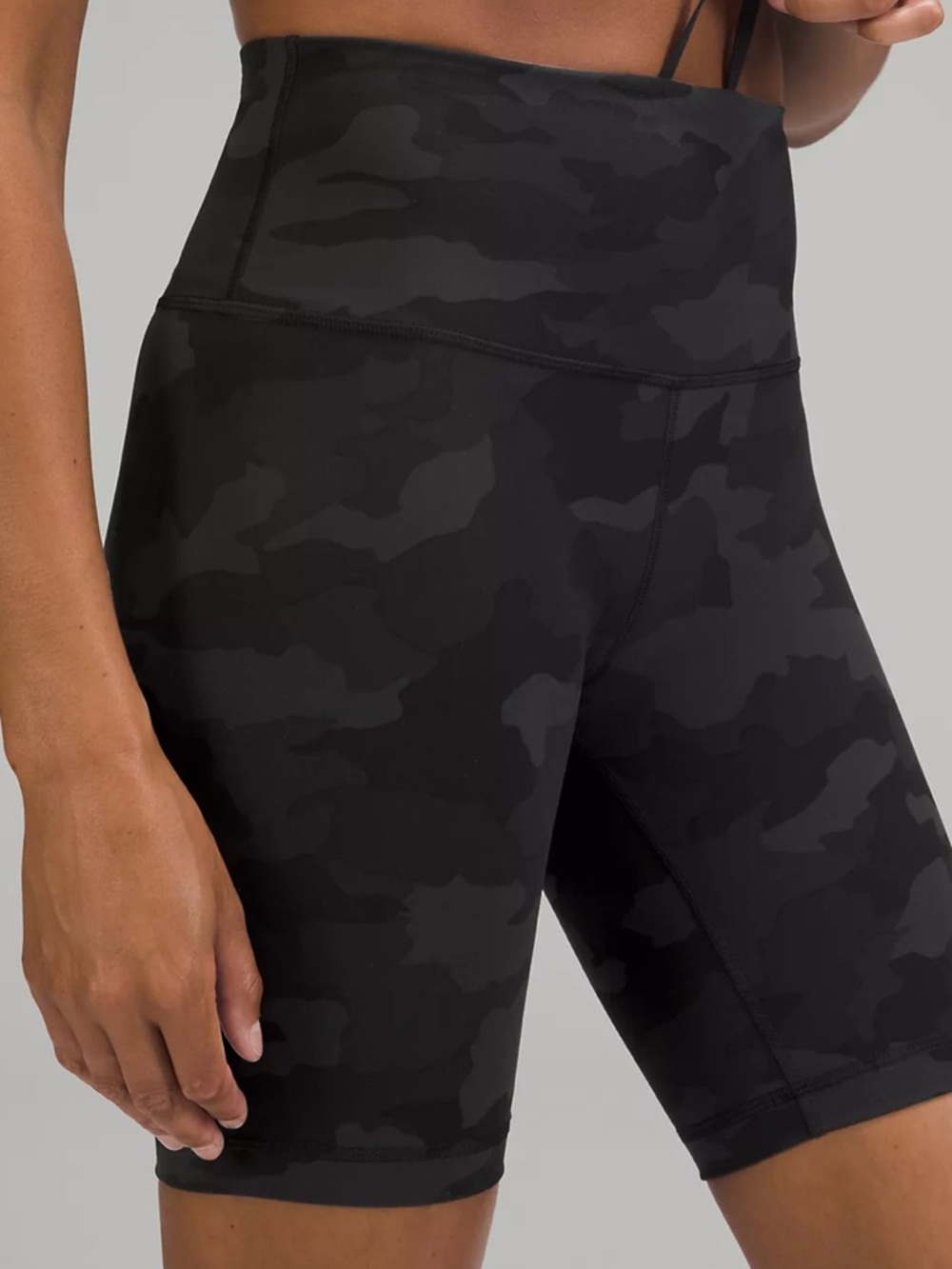 High-Rise Black Camo Bike Shorts - Picture 3 of 4